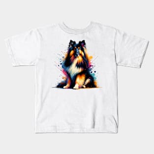 Artistic Bohemian Shepherd in Vivid Splash Art Style Kids T-Shirt